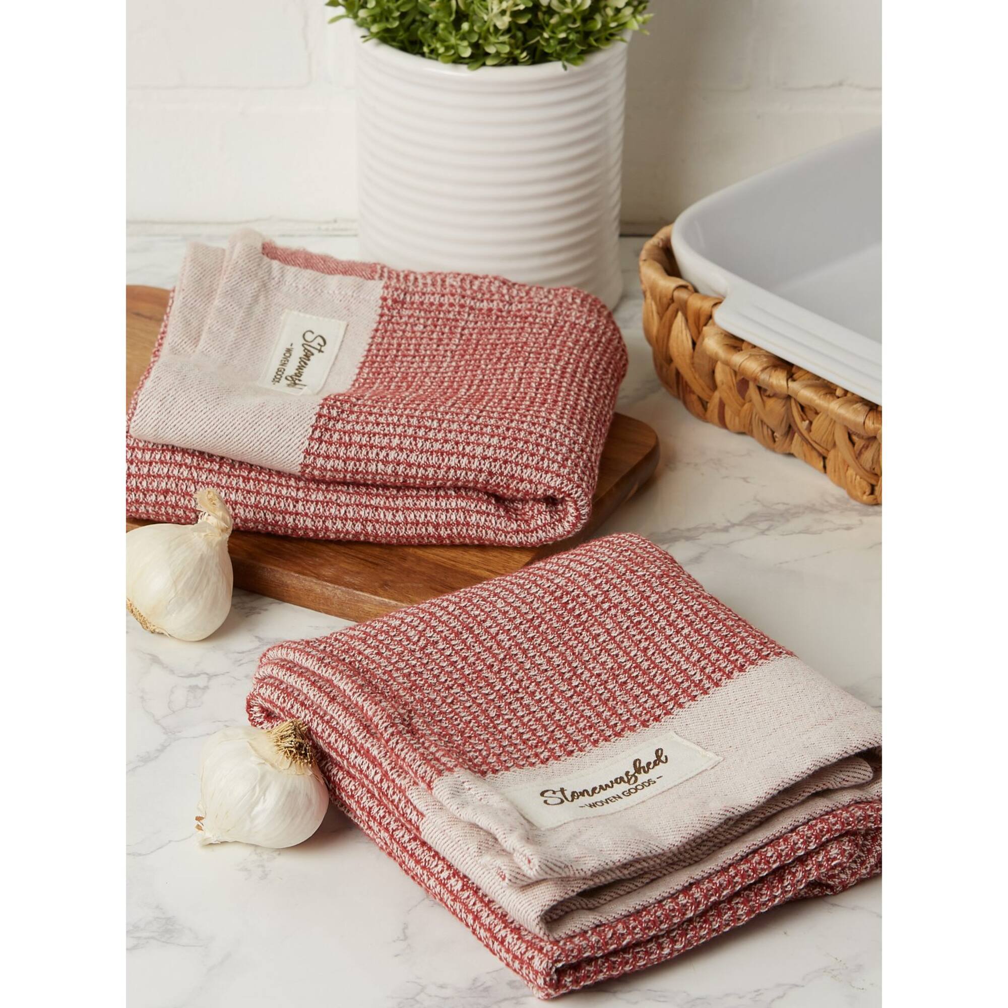 DII® Marsala Washed Waffle Woven Dishtowel, 2ct.